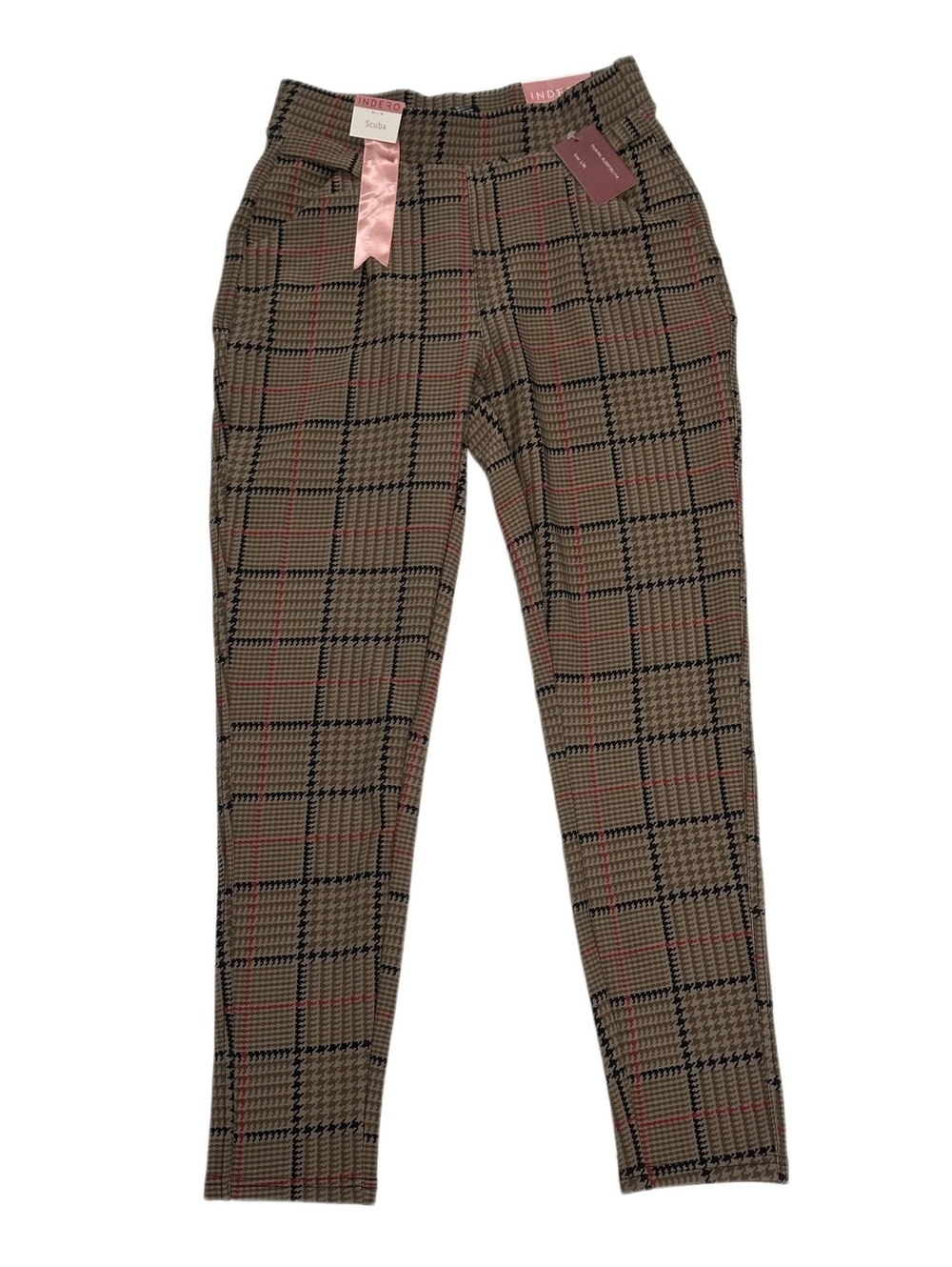 New! Indero Scuba Glen Plaid Leggings Sz L